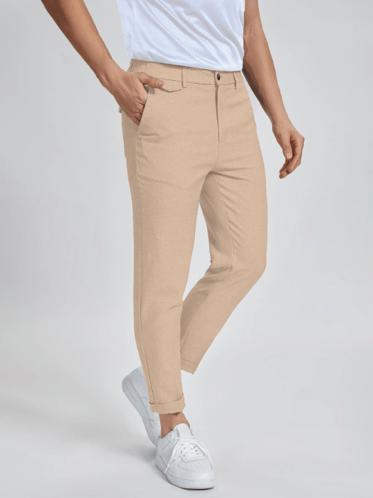 Manfinity Mode Men Solid Zipper Fly Pants - Lolli World Marketplace