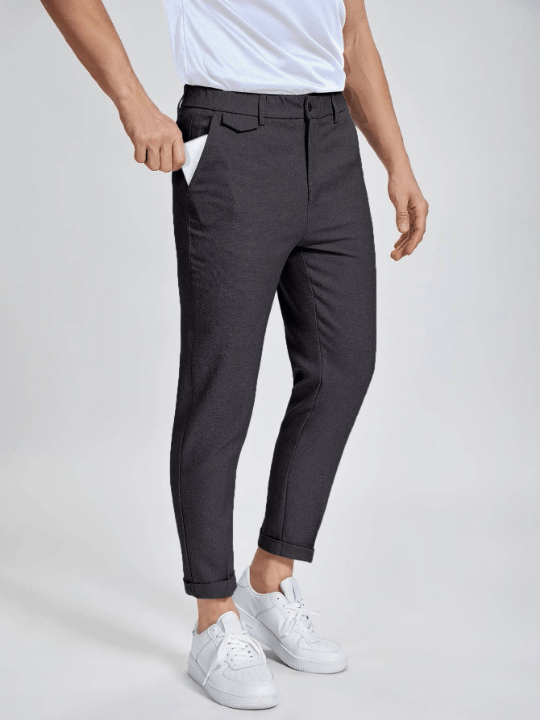 Manfinity Mode Men Solid Zipper Fly Pants - Lolli World Marketplace