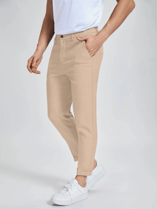 Manfinity Mode Men Solid Zipper Fly Pants - Lolli World Marketplace