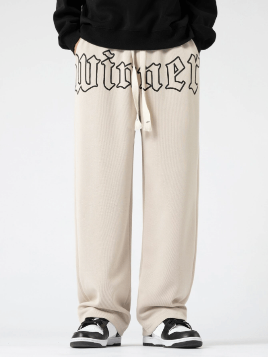 Manfinity Sporsity Loose Fit Men's Letter Print Jogger Pants With Drawstring Waist - Lolli World Marketplace