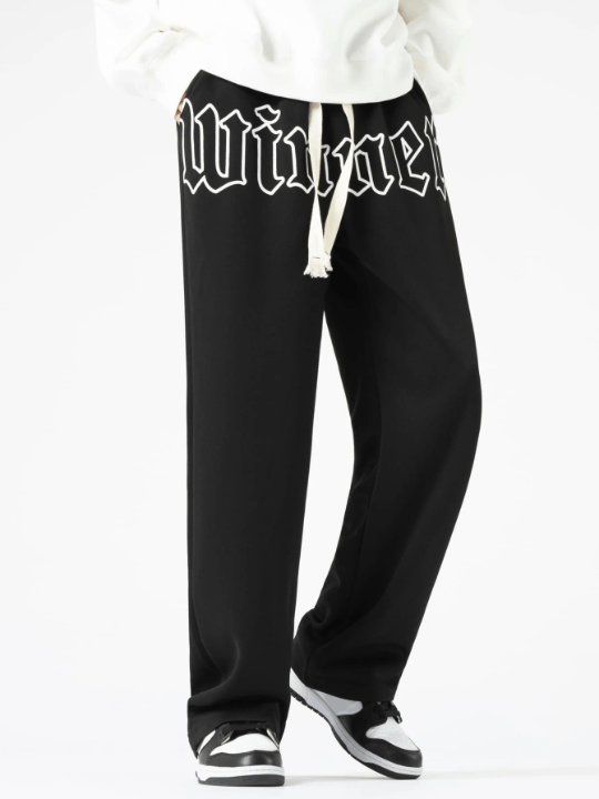 Manfinity Sporsity Loose - Fit Men's Pants With Letter Graphic & Drawstring Waist - Lolli World Marketplace