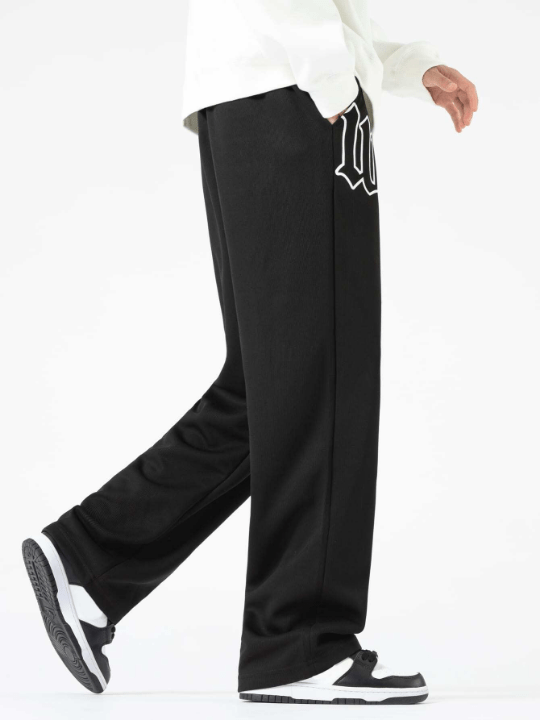 Manfinity Sporsity Loose - Fit Men's Pants With Letter Graphic & Drawstring Waist - Lolli World Marketplace