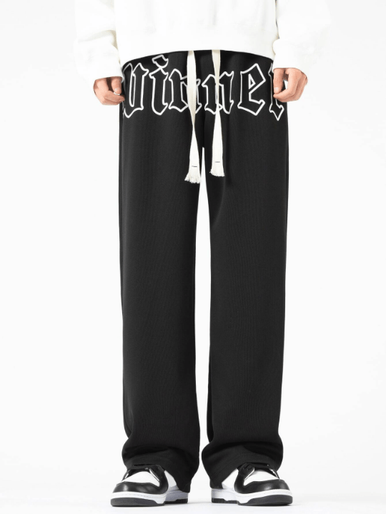Manfinity Sporsity Loose - Fit Men's Pants With Letter Graphic & Drawstring Waist - Lolli World Marketplace