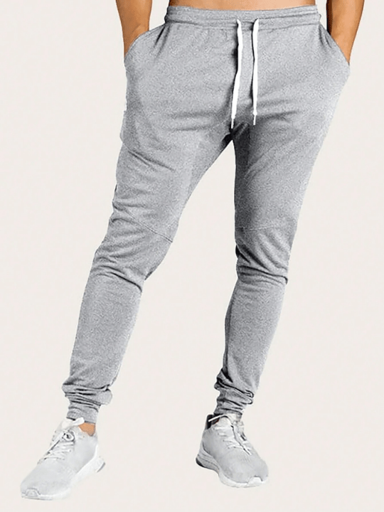 Manfinity Sporsity Men's Casual Jogger Pants With Patchwork And Weaved Belt Detail - Lolli World Marketplace