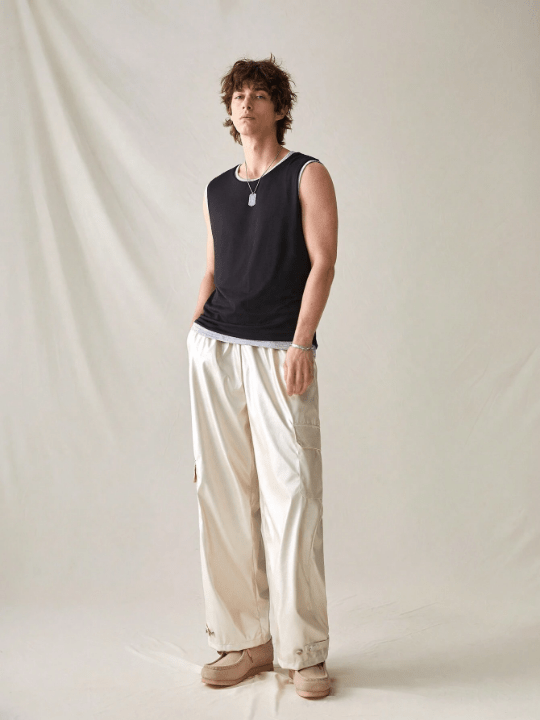 Manfinity UrbanChill Men's Pu Leather Cargo Pants With Pockets - Lolli World Marketplace