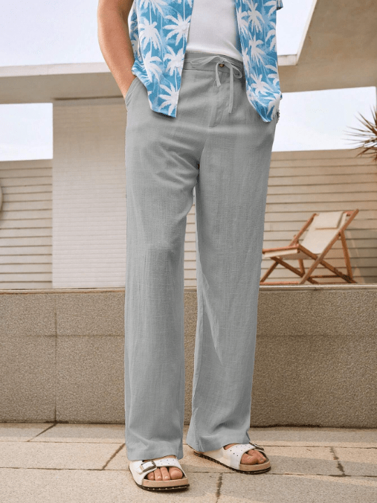Manfinity VCAY Men's Solid Color Woven Casual Pants, Suitable For Spring And Summer - Lolli World Marketplace