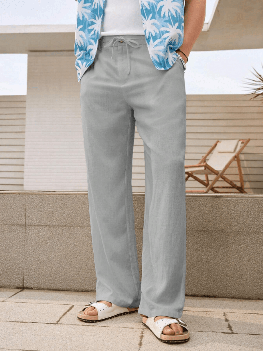 Manfinity VCAY Men's Solid Color Woven Casual Pants, Suitable For Spring And Summer - Lolli World Marketplace