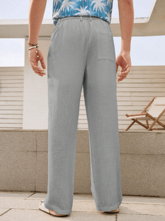 Manfinity VCAY Men's Solid Color Woven Casual Pants, Suitable For Spring And Summer - Lolli World Marketplace