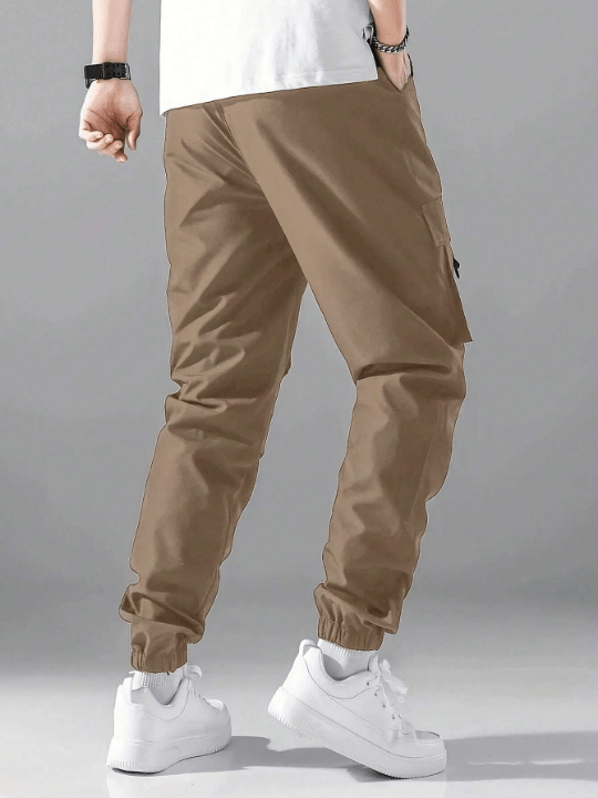 Men Cartoon Graphic Flap Pocket Drawstring Waist Cargo Pants - Lolli World Marketplace