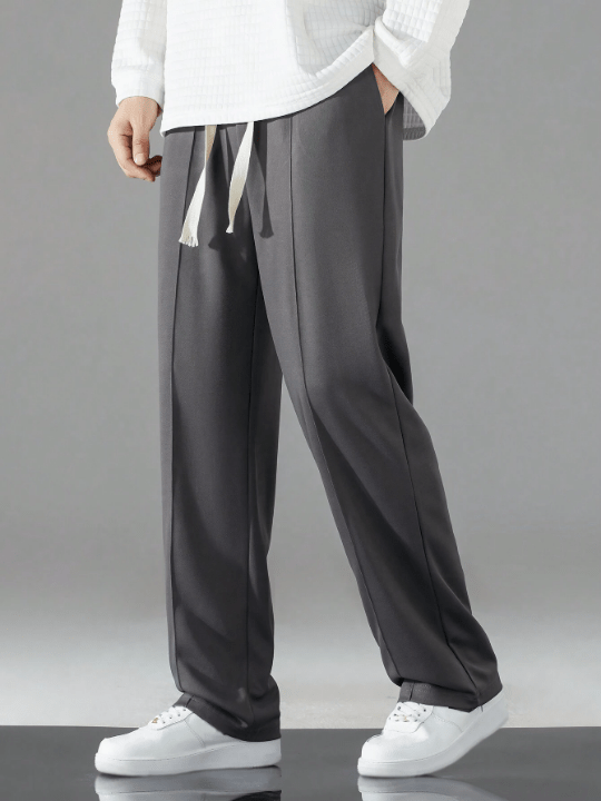 Men Drawstring Waist Straight Leg Pants - Lolli World Marketplace