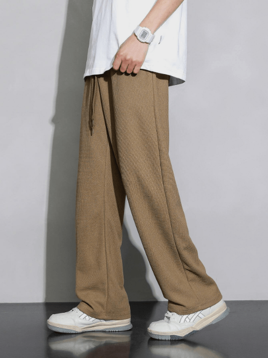 Men Drawstring Waist Straight Leg Pants - Lolli World Marketplace