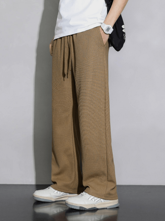 Men Drawstring Waist Straight Leg Pants - Lolli World Marketplace