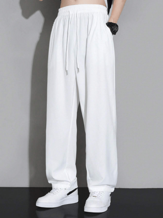 Men Drawstring Waist Straight Leg Pants - Lolli World Marketplace