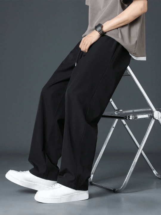 Men Drawstring Waist Straight Leg Pants - Lolli World Marketplace