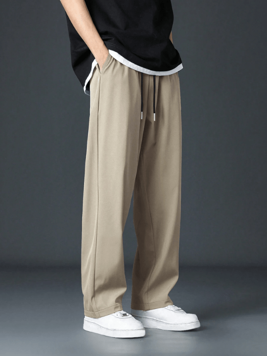 Men Drawstring Waist Straight Leg Pants - Lolli World Marketplace