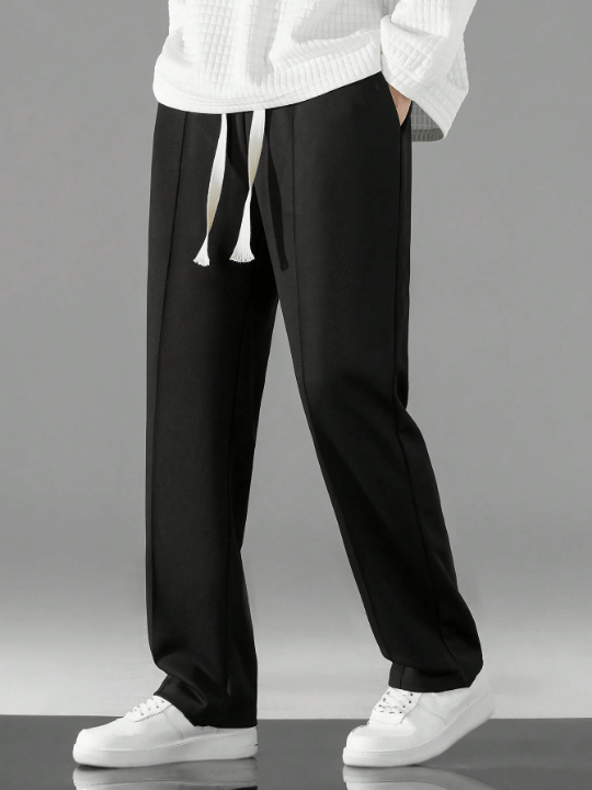 Men Drawstring Waist Straight Leg Pants - Lolli World Marketplace