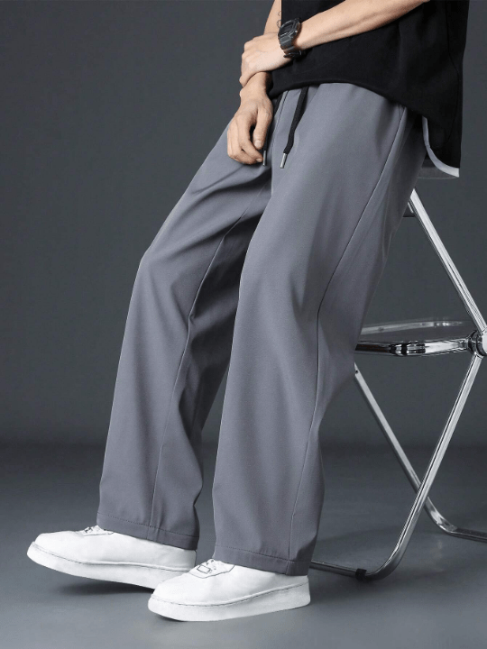 Men Drawstring Waist Straight Leg Pants - Lolli World Marketplace