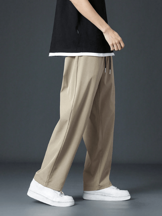 Men Drawstring Waist Straight Leg Pants - Lolli World Marketplace