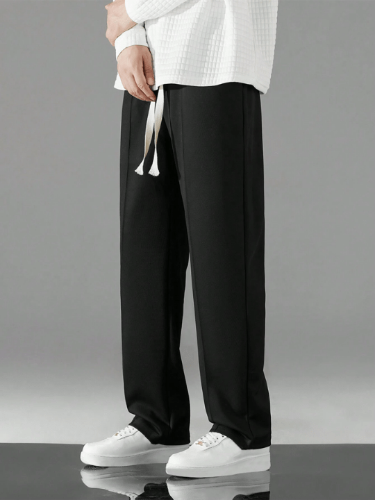 Men Drawstring Waist Straight Leg Pants - Lolli World Marketplace