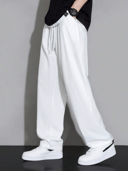 Men Drawstring Waist Straight Leg Pants - Lolli World Marketplace