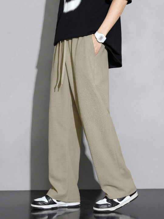 Men Drawstring Waist Straight Leg Pants - Lolli World Marketplace