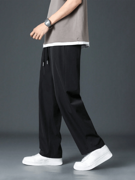 Men Drawstring Waist Straight Leg Pants - Lolli World Marketplace
