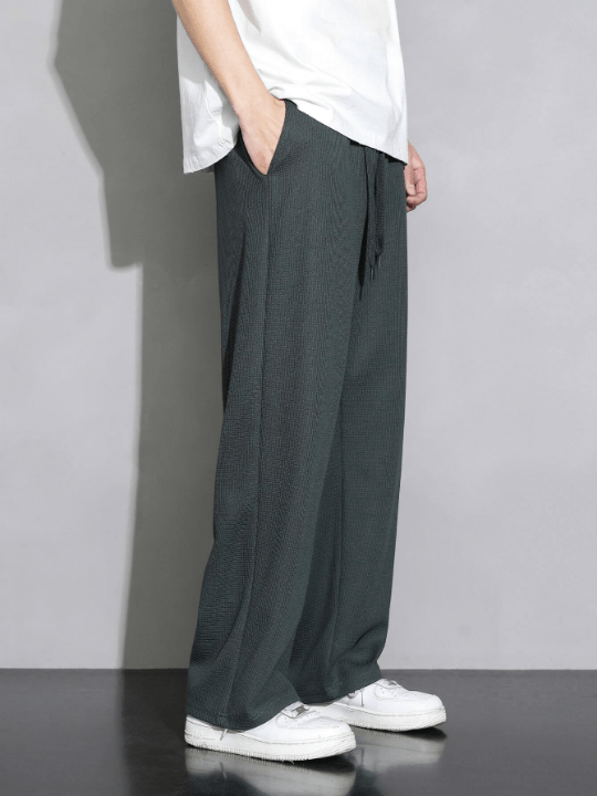 Men Drawstring Waist Wide Leg Pants - Lolli World Marketplace