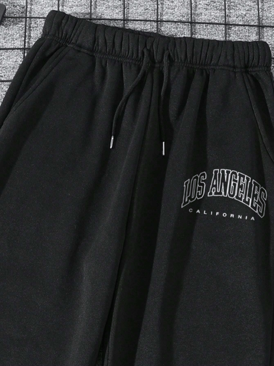 Men Letter Graphic Drawstring Waist Sweatpants - Lolli World Marketplace
