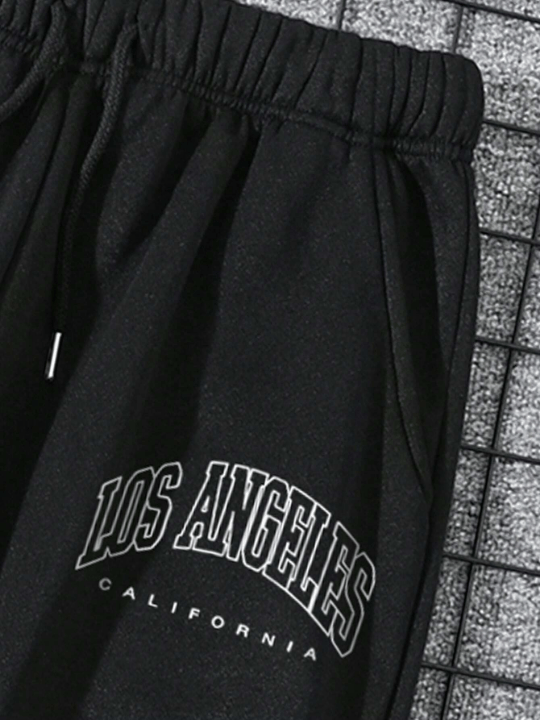 Men Letter Graphic Drawstring Waist Sweatpants - Lolli World Marketplace