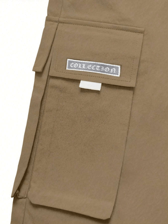 Men Letter Graphic Flap Pocket Drawstring Waist Cargo Pants - Lolli World Marketplace