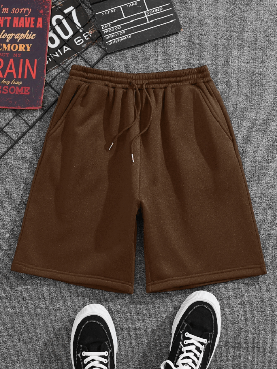 Men Solid Drawstring Waist Shorts - Lolli World Marketplace