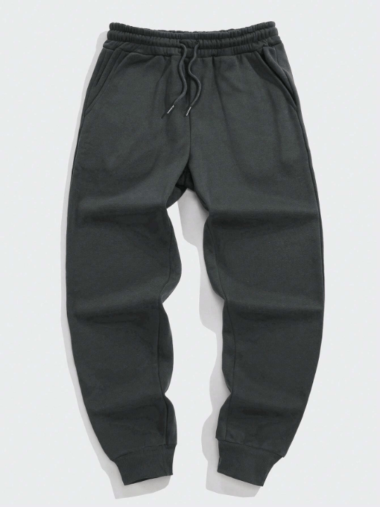 Men Solid Drawstring Waist Sweatpants - Lolli World Marketplace