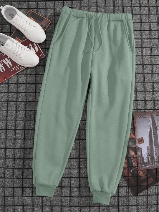 Men Solid Drawstring Waist Sweatpants - Lolli World Marketplace