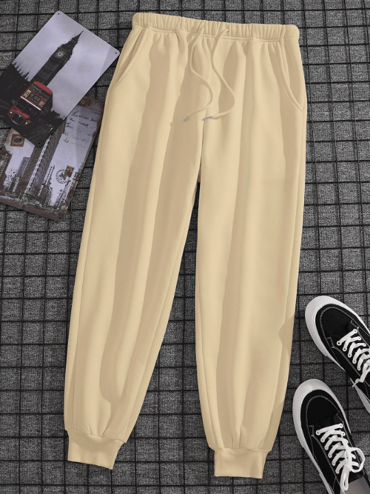 Men Solid Drawstring Waist Sweatpants - Lolli World Marketplace