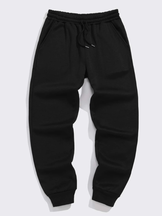 Men Solid Drawstring Waist Sweatpants - Lolli World Marketplace