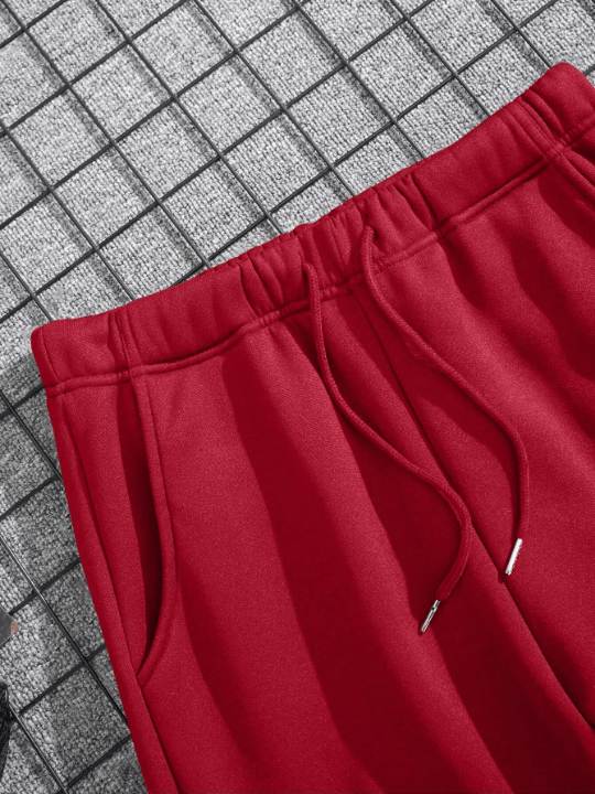 Men Solid Drawstring Waist Thermal Lined Sweatpants - Lolli World Marketplace
