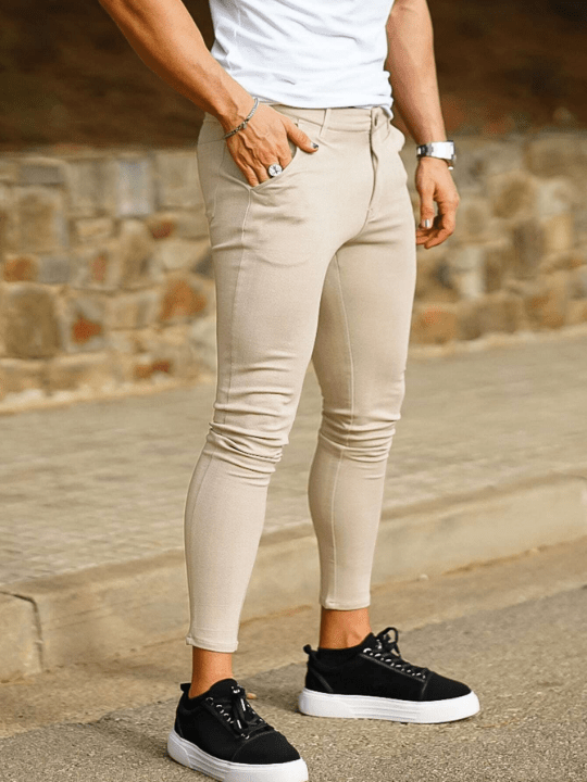 Men Solid Slant Pocket Skinny Pants - Lolli World Marketplace