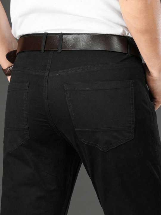 Men's Solid Color Casual Trousers With Diagonal Pockets - Lolli World Marketplace