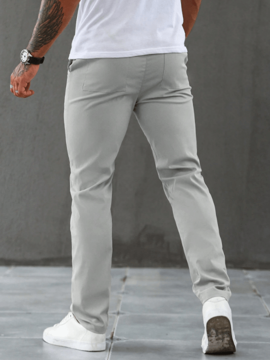 Men's Solid Color Drawstring Slim Fit Long Pants - Lolli World Marketplace