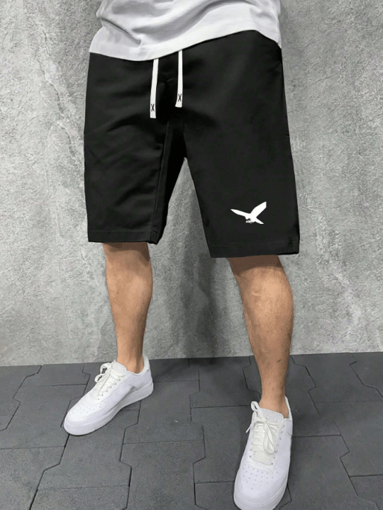 Men's Summer Fashion Regular Fit Bird Pattern Printed Casual Drawstring Waist Shorts - Lolli World Marketplace