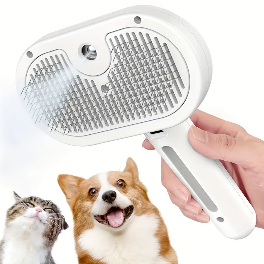 MIAOQUANJI 3 - in - 1 Automatic Steam Pet Hair Remover Suitable for Cats & Dogs, Anti - Shedding Brush with Stainless Bristles & Low - Voltage Operation, Suitable for Long - Haired and Short - Haired Pets, Reduces Shedding for Grooming
