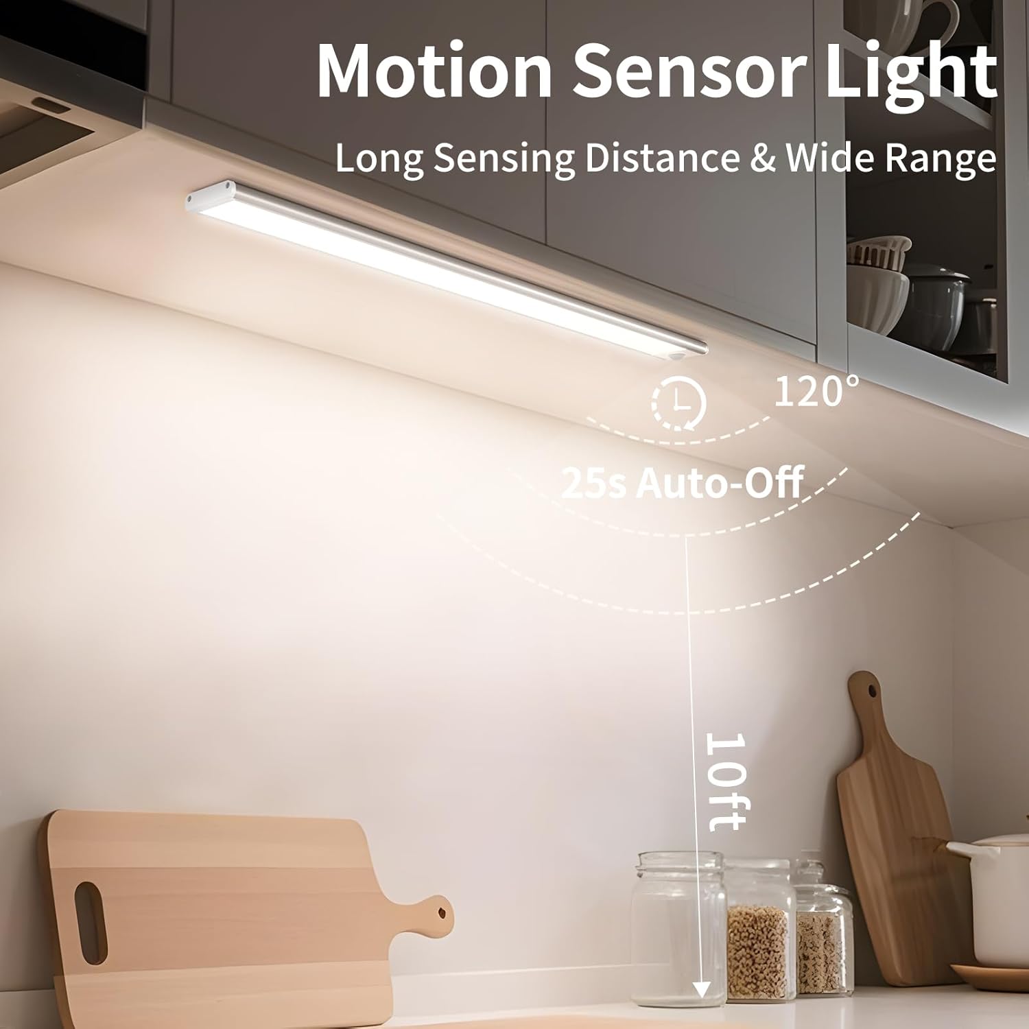 Motion Sensor Light Indoor Lighting with 3 Colors Rechargeable Lamp 60cm