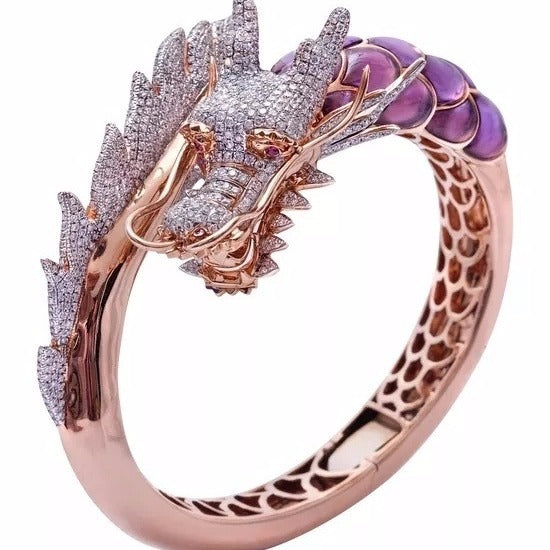 Bold Dragon Ring Diamond Rose Gold European Chic