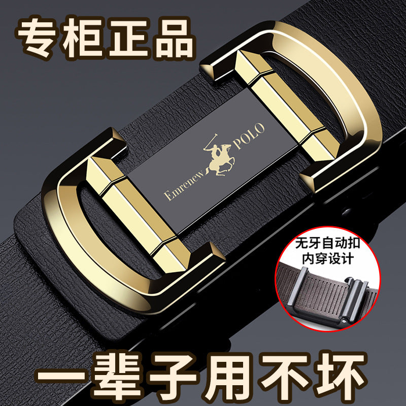 Premium Leather Belt Automatic Buckle Business Style