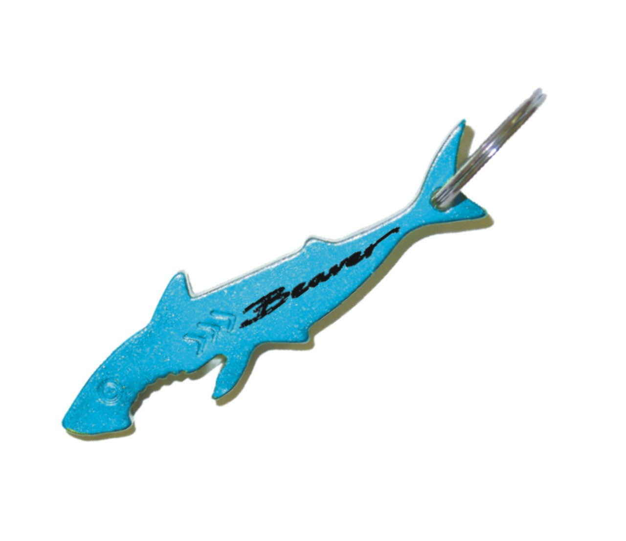 Beaver Shark Bottle Opener Blue Keyring