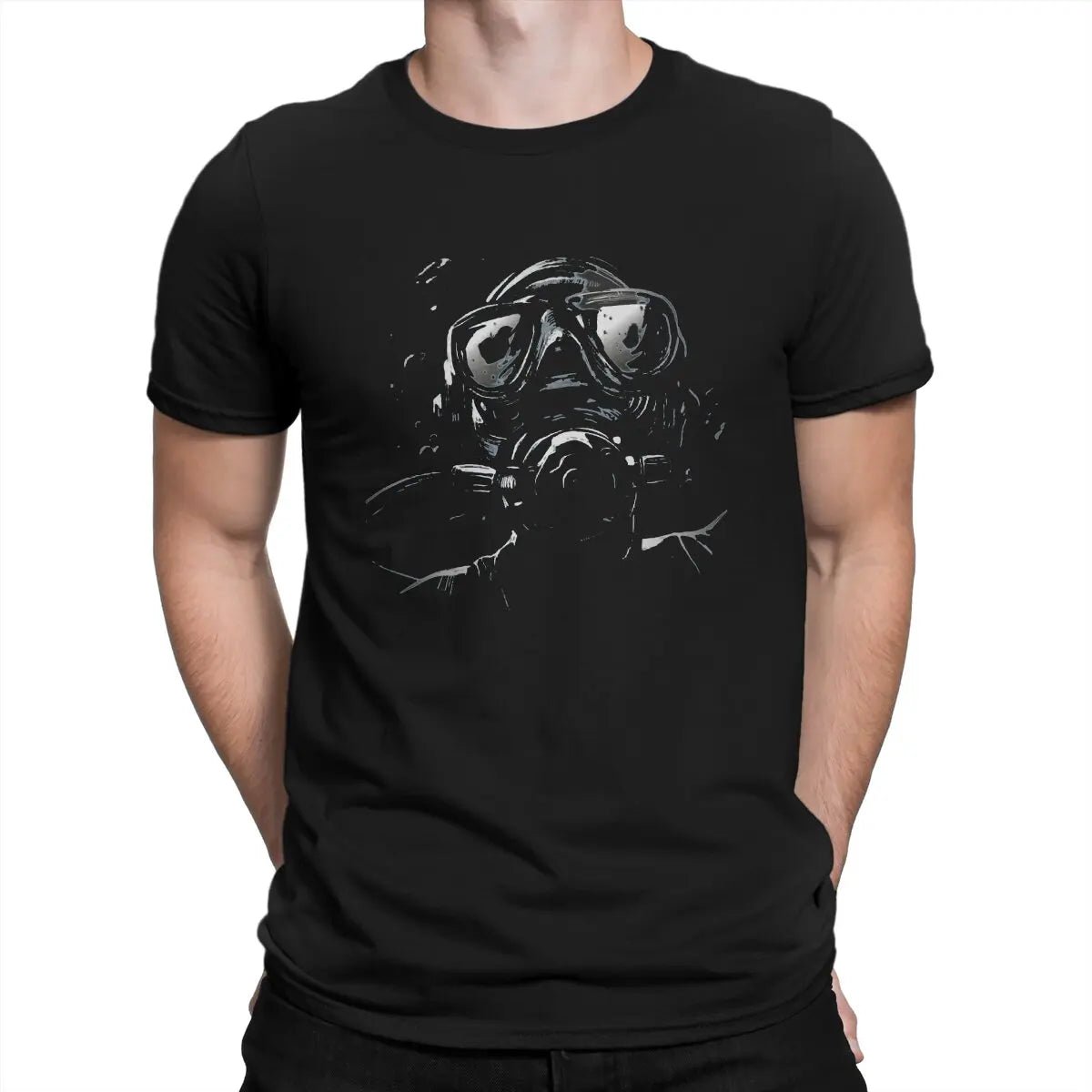 Realistic Face Men's T Shirt Scuba Skull Dive Diver Casual Tee Shirt 100% Cotton