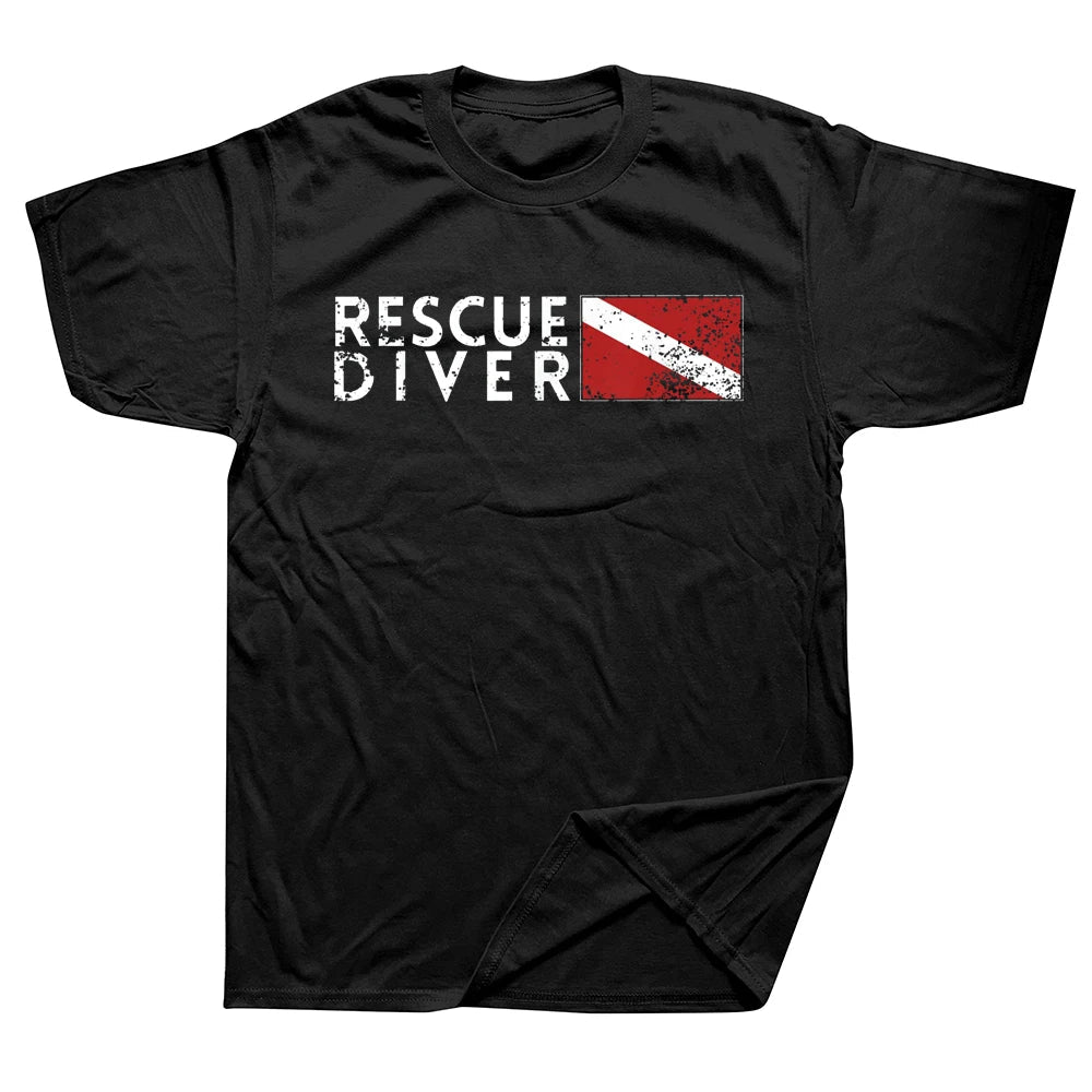 Rescue Diver Flag Scuba T Shirts Summer Style Graphic Cotton T-shirt