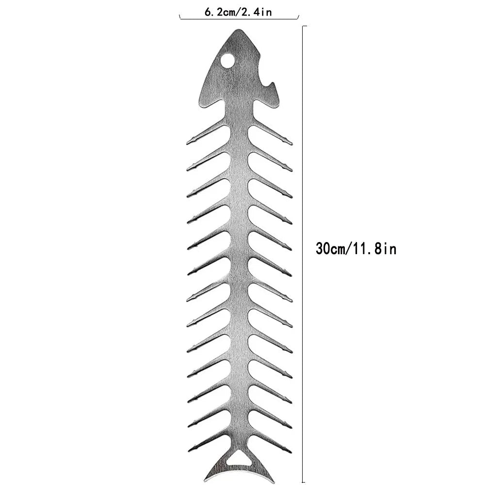 Reusable Roaster Fork Metal Fishbone Shape Barbecue Skewer Roasting Skewers for Camping Grilling Skewers Campfire BBQ Tool