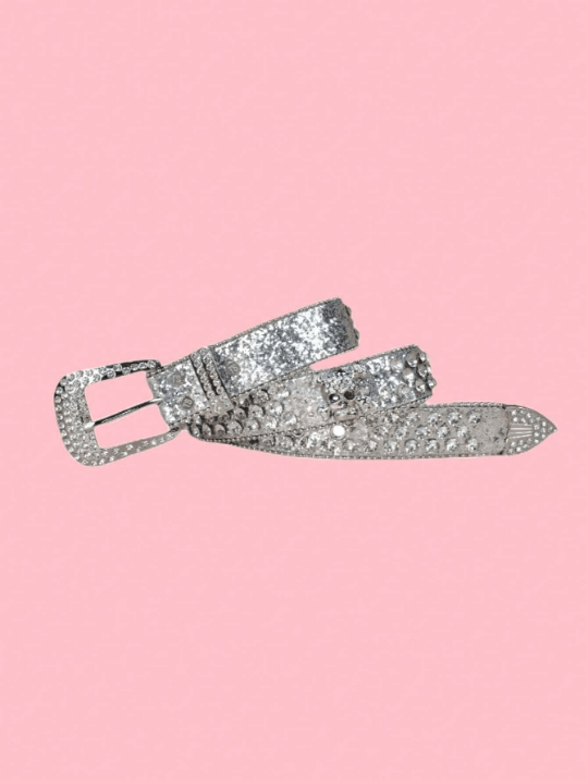 Rhinestone & Skull Decor Geometric Buckle Belt - Lolli World Marketplace