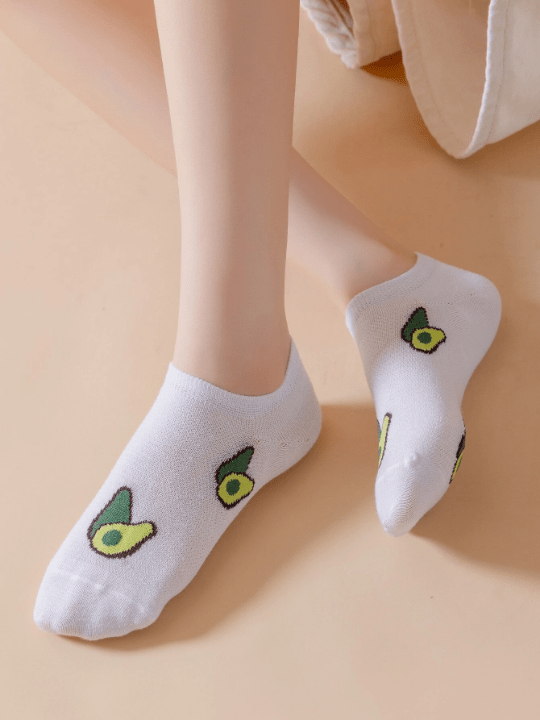 ROMWE 5pairs Avocado Pattern Invisible Socks - Lolli World Marketplace